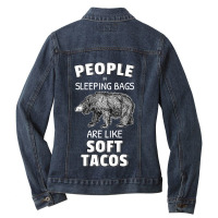 Bear People In Sleeping Bags Are Like Soft Tacos 33 Polar Panda Ladies Denim Jacket | Artistshot