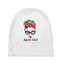 Women April Girl Birthday Born In April Girl Face Wink Eye Baby Beanies | Artistshot