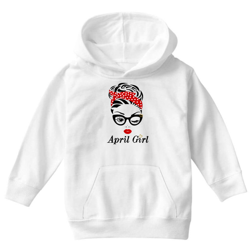 Women April Girl Birthday Born In April Girl Face Wink Eye Youth Hoodie | Artistshot