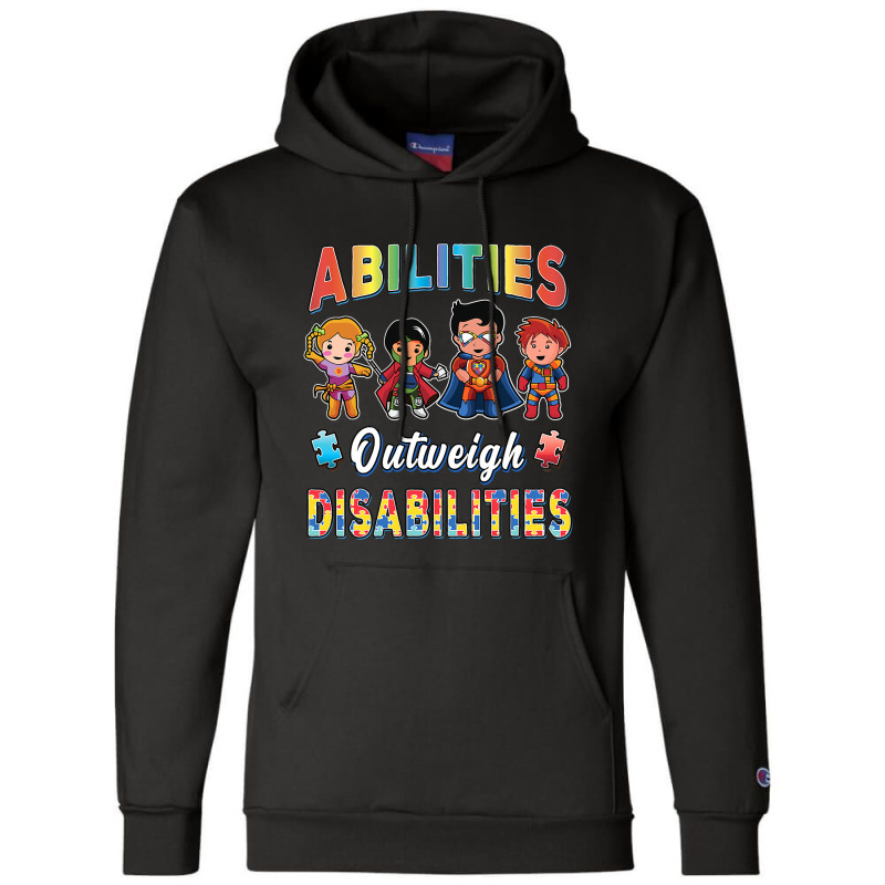 Autism Awareness Boy Abilities Outweigh Disabilities Teacher T Shirt Champion Hoodie by longduong89 | Artistshot