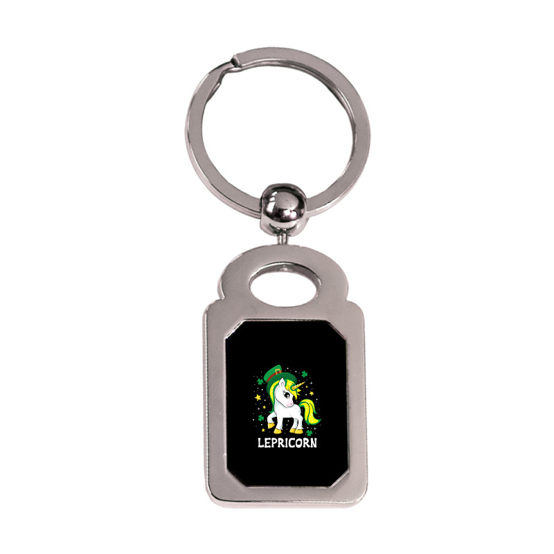 St Patricks Day Unicorn  Lepricorn Silver Rectangle Keychain | Artistshot