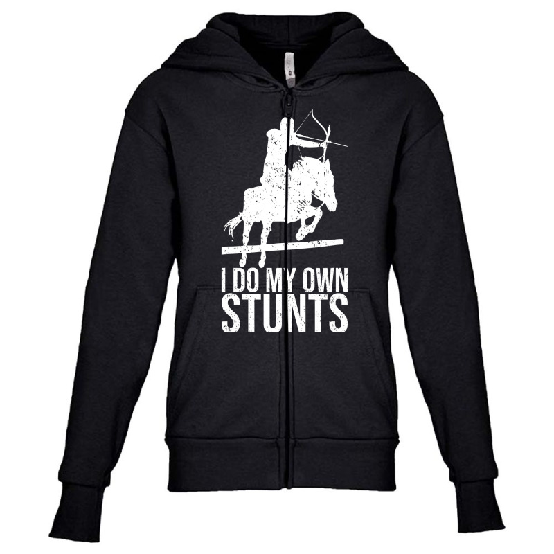 I Do My Own Stunts Shirt Mounted Archery Horse Archer T Shirt Youth Zipper Hoodie by longduong89 | Artistshot