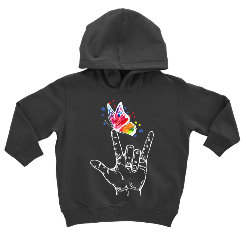 I Love You Hand Sign Language Butterfly Autism Awareness T Shirt Toddler Hoodie by longduong89 | Artistshot