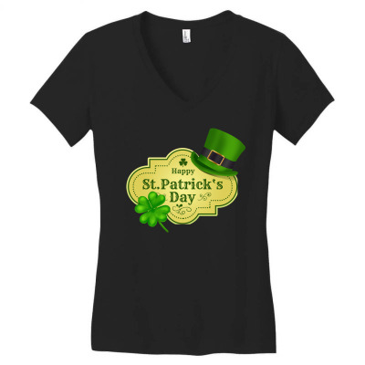 Leaf Green St Patricks Day Hat Women's V-neck T-shirt Designed By Juice Tees