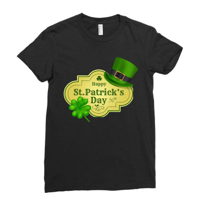 Leaf Green St Patricks Day Hat Ladies Fitted T-shirt Designed By Juice Tees