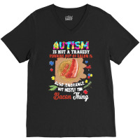 Autism Day 2021 Gift T  Shirt Autism Is Not Tragedy Running Out Of Bac V-neck Tee | Artistshot