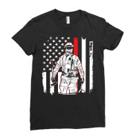 Firefighter Fireman American Flag Firefighter Fire Station Patriotic F Ladies Fitted T-shirt | Artistshot