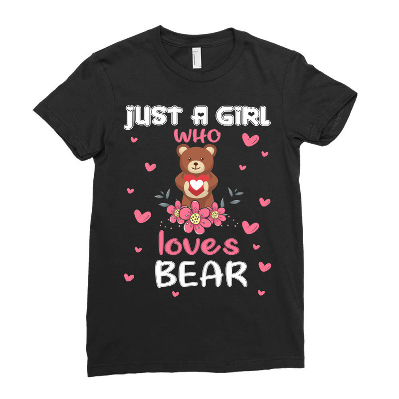 Bear Just A Girl Who Loves Bearfunny Bear Lover Girl 27 Forest Ladies Fitted T-Shirt by circularflap | Artistshot