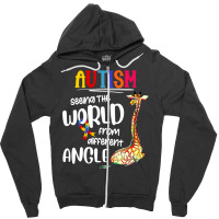 Autism Autistic Giraffe Autism Seeing The World From Different Angle 6 Zipper Hoodie | Artistshot