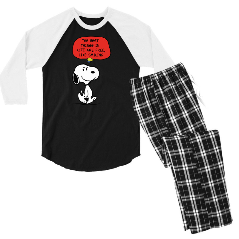 Peanuts Best Things In Life Are Free Men's 3/4 Sleeve Pajama Set | Artistshot