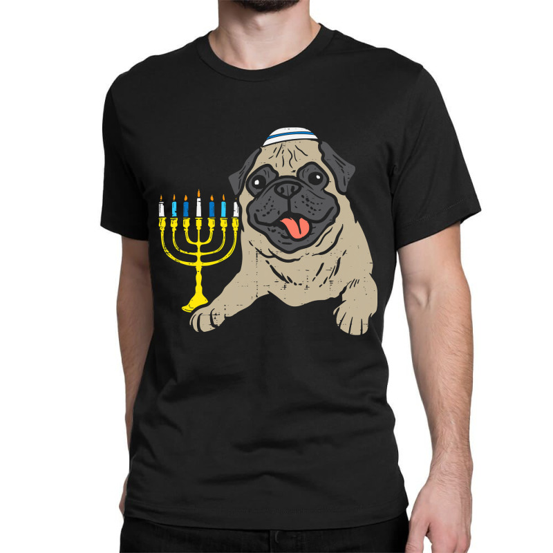 Pug Lover Dog Jewish Pug Dog Menorah Hanukkah Pajamas Chanukah Pjs 6 P Classic T-shirt | Artistshot