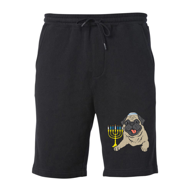 Pug Lover Dog Jewish Pug Dog Menorah Hanukkah Pajamas Chanukah Pjs 6 P Fleece Short | Artistshot