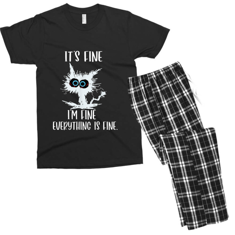 It's Fine I'm Fine Everything Is Fine Funny Cat Teacher Men's T-shirt Pajama Set | Artistshot