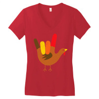 American Sign Language I Love You Thanksgiving Turkey Tshirt Women's V-neck T-shirt | Artistshot