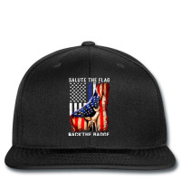 Salute The Flag Back The Badge Printed Hat | Artistshot