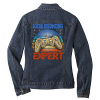 Social Distancing Expert Gaming Ladies Denim Jacket | Artistshot