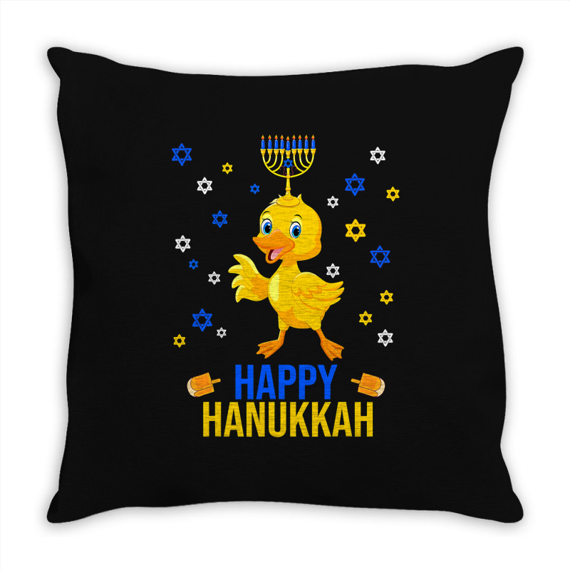 Duck Quack Funny Hanukkah Chanukah Duck Jewish Hebrew Menorah Candles Throw Pillow | Artistshot