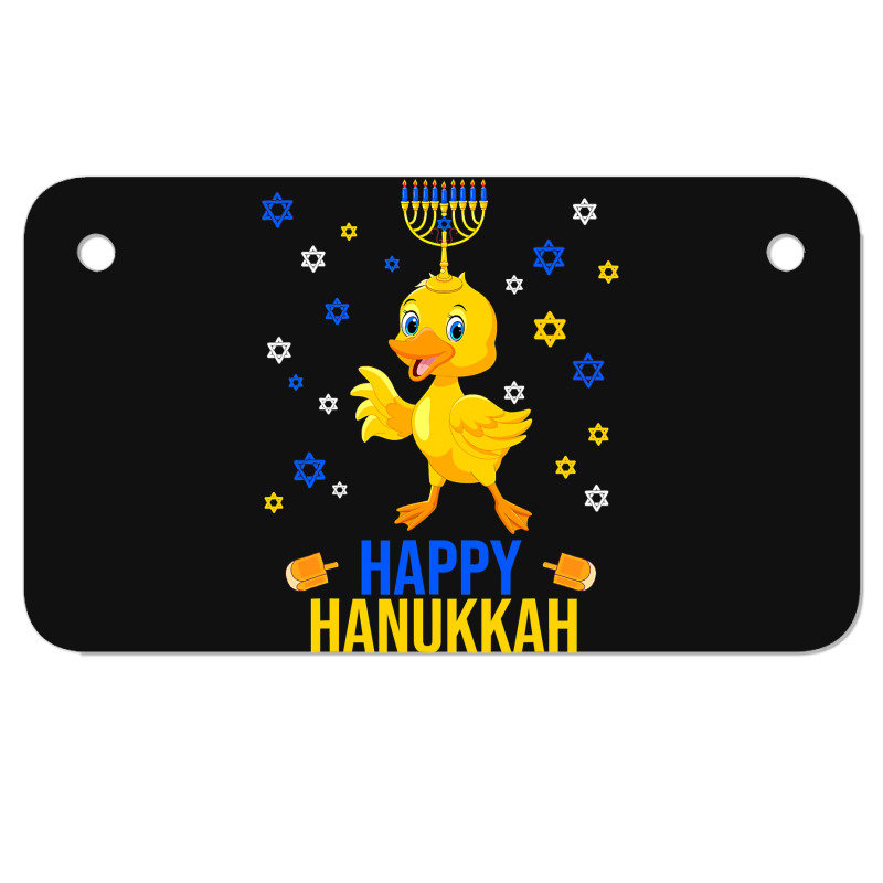 Duck Quack Funny Hanukkah Chanukah Duck Jewish Hebrew Menorah Candles Motorcycle License Plate | Artistshot