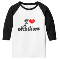 I Heart Nihilism Vintage Look Faded Typography Gift Youth 3/4 Sleeve | Artistshot