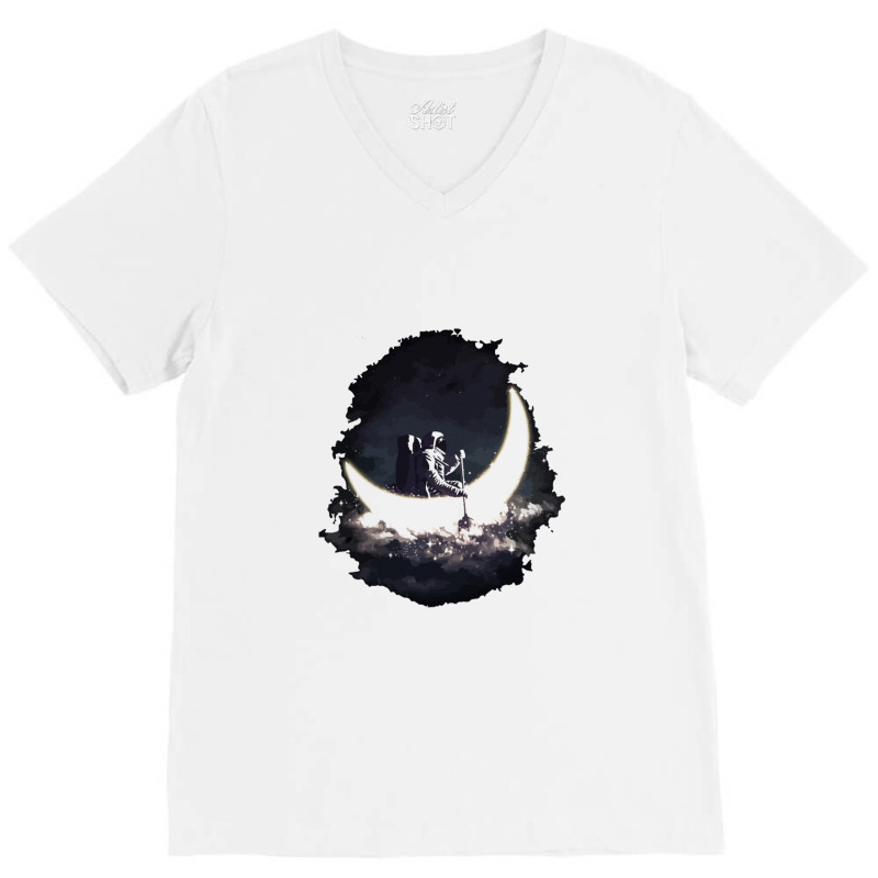 Moon Sailing V-neck Tee | Artistshot