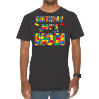 Building Block Mom Of Birthday Boy T Shirt Vintage T-shirt | Artistshot