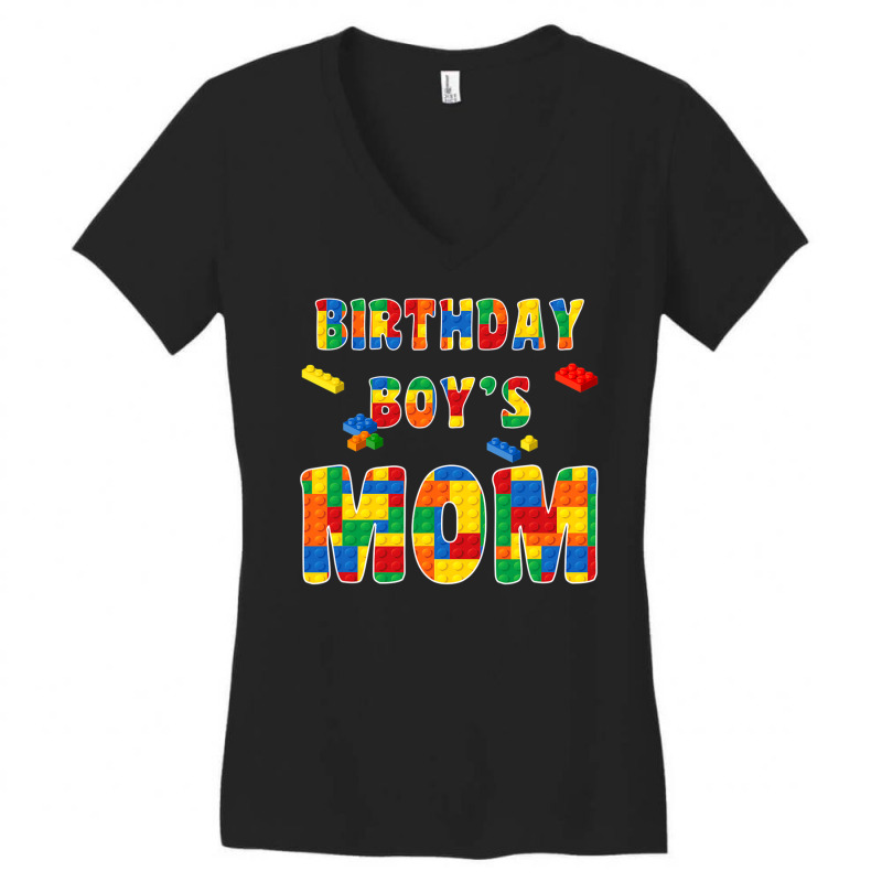 Building Block Mom Of Birthday Boy T Shirt Women's V-neck T-shirt | Artistshot