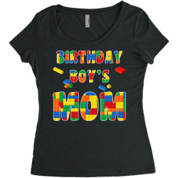 building block mom of birthday boy t shirt Women's Triblend Scoop T-shirt | Artistshot