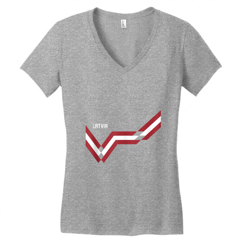 Latvia Flag Funny Latvian Heritage Vintage Latvian Flag Women's V-Neck T-Shirt by jabaludden | Artistshot