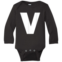 Letter V Capital Alphabet Monogram Initial Long Sleeve Baby Bodysuit | Artistshot