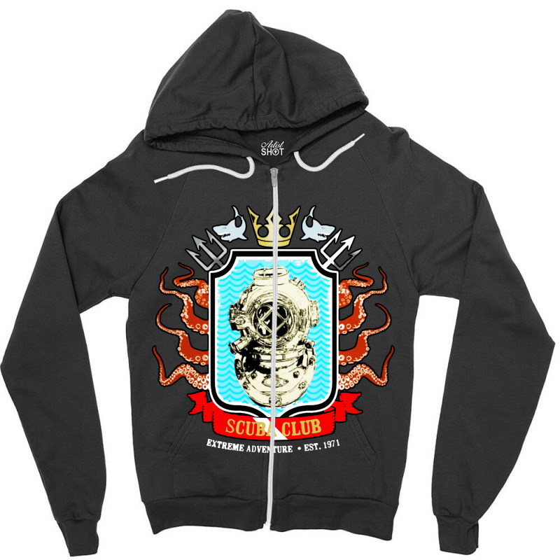 Scuba Club Zipper Hoodie by Cheapshop | Artistshot