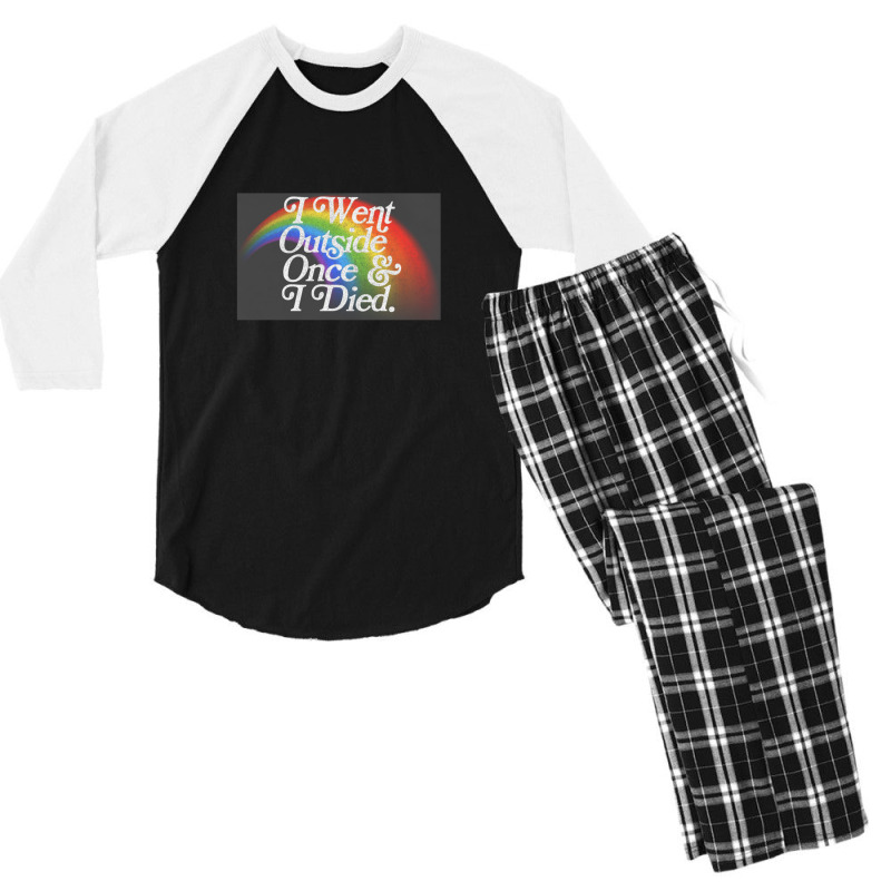 I Went Outside Once & I Died  Nihilist Meme Design Men's 3/4 Sleeve Pajama Set by gusjigangkudus | Artistshot