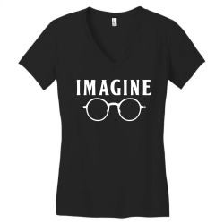 imagine t shirt choose peace peaceful lennon glasses no war Women's V-Neck T-Shirt | Artistshot