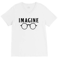 Imagine T Shirt Choose Peace Peaceful Lennon Glasses No War V-neck Tee | Artistshot
