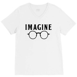 imagine t shirt choose peace peaceful lennon glasses no war V-Neck Tee | Artistshot
