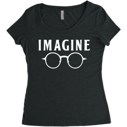 imagine t shirt choose peace peaceful lennon glasses no war Women's Triblend Scoop T-shirt | Artistshot