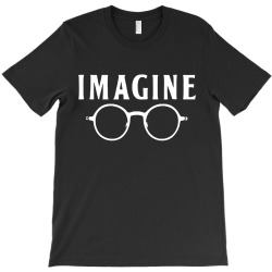 imagine t shirt choose peace peaceful lennon glasses no war T-Shirt | Artistshot