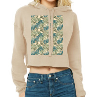 Greenery Palm Leaves Pattern Cropped Hoodie | Artistshot