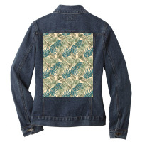 Greenery Palm Leaves Pattern Ladies Denim Jacket | Artistshot