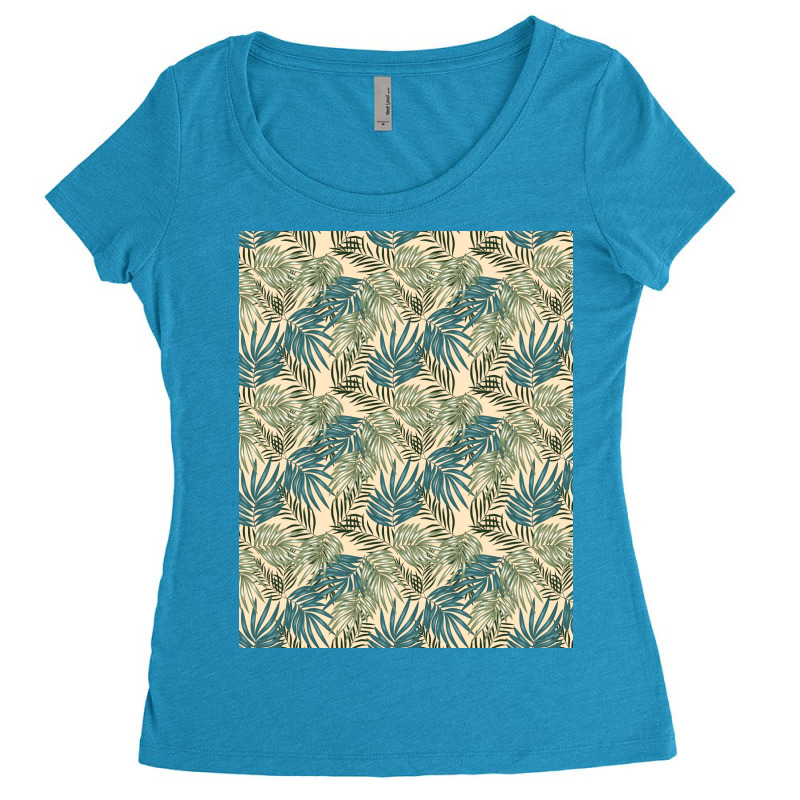 Greenery Palm Leaves Pattern Women's Triblend Scoop T-shirt by Visudylic Creations | Artistshot