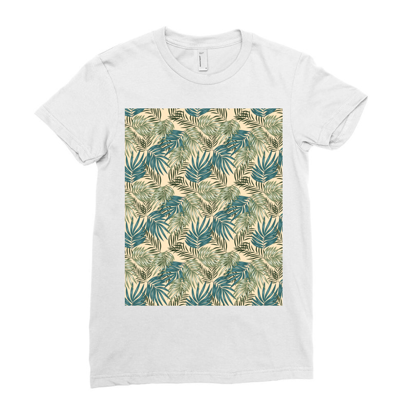 Greenery Palm Leaves Pattern Ladies Fitted T-Shirt by Visudylic Creations | Artistshot