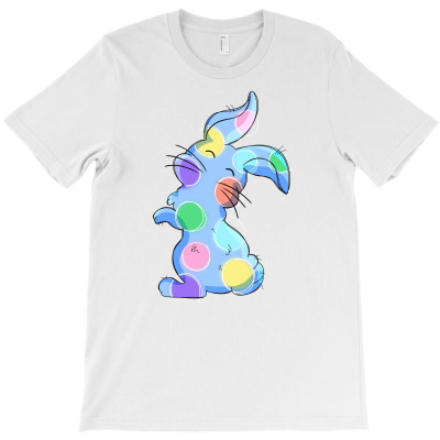 Blue Polka Dot Easter Bunny T-shirt Designed By Mehtap