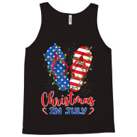 Funny American Flag Flip Flops Xmas Lights Christmas In July Tank Top Tank Top | Artistshot