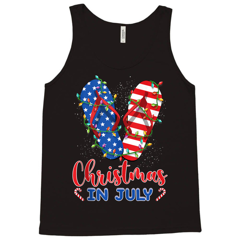 Funny American Flag Flip Flops Xmas Lights Christmas In July Tank Top Tank Top | Artistshot