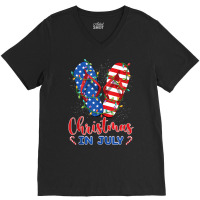 Funny American Flag Flip Flops Xmas Lights Christmas In July Tank Top V-neck Tee | Artistshot