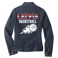 Latvia Basketball Fans Jersey   Latvian Flag Summer Sports T Shirt Ladies Denim Jacket | Artistshot