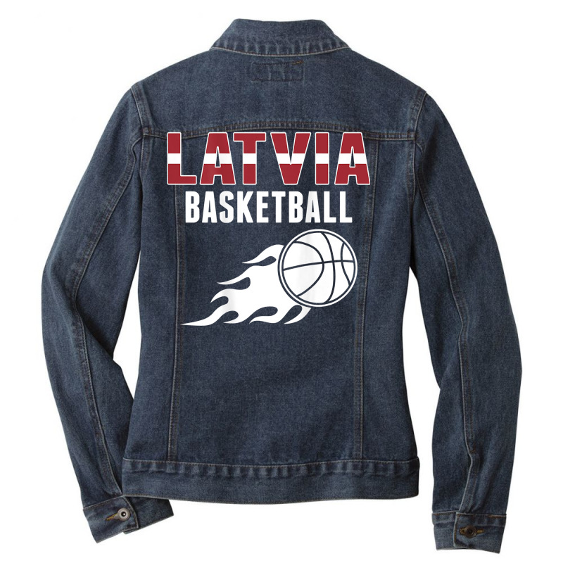 Latvia Basketball Fans Jersey   Latvian Flag Summer Sports T Shirt Ladies Denim Jacket by tamarogbbrazee4 | Artistshot