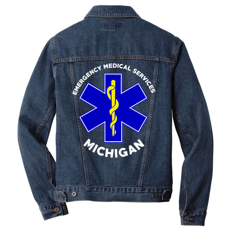 Michigan Ems Emergency Medical Services Emt Medic T Shirt Men Denim Jacket | Artistshot