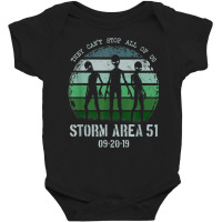 Storm Area 51 Alien Ufo They Can't Stop Us T Shirt Baby Bodysuit | Artistshot