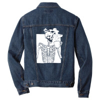 Skeleton Drink Coffee Halloween Men Denim Jacket | Artistshot