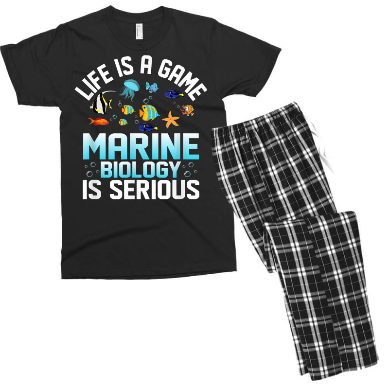 Life Is A Game Marine Biology Is Serious Ocean Student Sea T Shirt Men's T-shirt Pajama Set | Artistshot